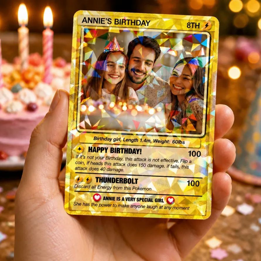 Personalized Poke Card in Birthday, Birthday Wallet Card, Birthday Photo Card from Kids, Custom Poke Anniversary Card, Happy Birthday Gift - MyFaceSocksAU
