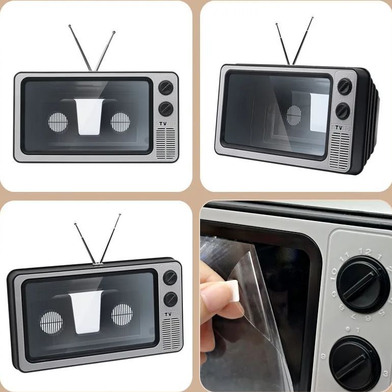 Retro TV Phone Screen Magnifier Stand – PMMA Acrylic Smartphone Screen Enlarger, Desktop Phone Holder for Hands-Free Video Viewing - MyFaceSocksAU