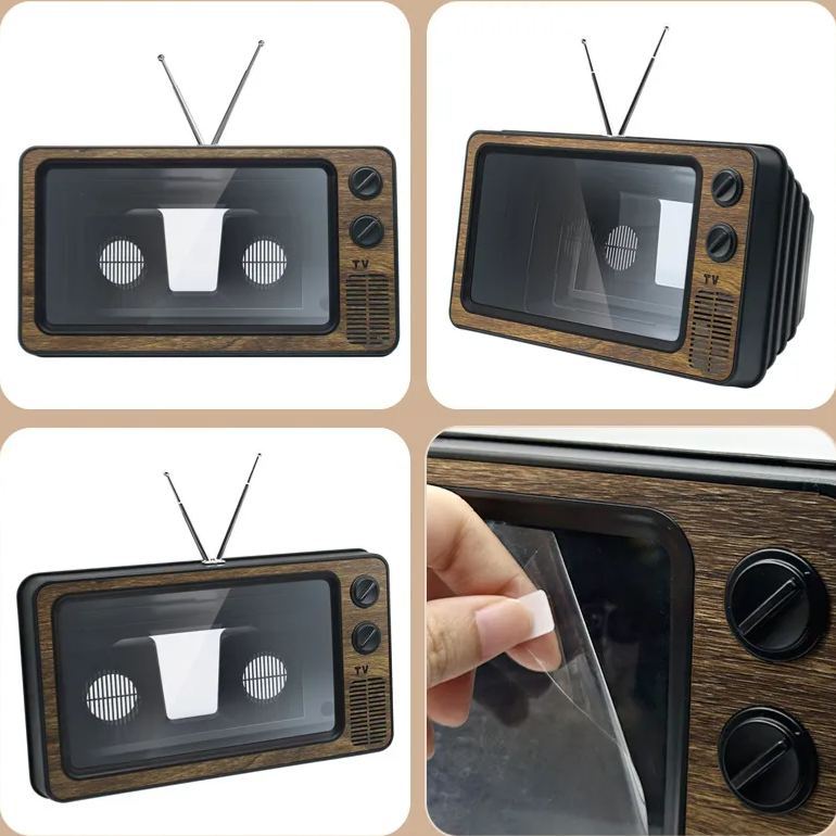Retro TV Phone Screen Magnifier Stand – PMMA Acrylic Smartphone Screen Enlarger, Desktop Phone Holder for Hands-Free Video Viewing - MyFaceSocksAU