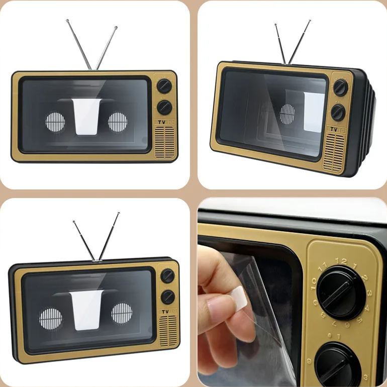 Retro TV Phone Screen Magnifier Stand – PMMA Acrylic Smartphone Screen Enlarger, Desktop Phone Holder for Hands-Free Video Viewing - MyFaceSocksAU