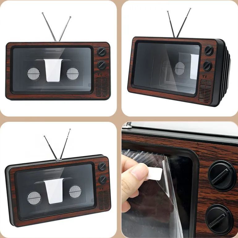 Retro TV Phone Screen Magnifier Stand – PMMA Acrylic Smartphone Screen Enlarger, Desktop Phone Holder for Hands-Free Video Viewing - MyFaceSocksAU