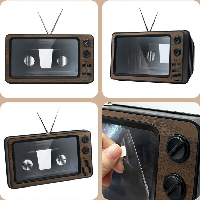 Retro TV Phone Screen Magnifier Stand – PMMA Acrylic Smartphone Screen Enlarger, Desktop Phone Holder for Hands-Free Video Viewing - MyFaceSocksAU