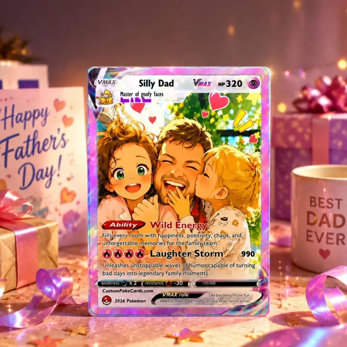 Custom Father's Day Poke Card, Custom Poke Card, Gift For dad, Father's Day Gift, Custom Poke Present