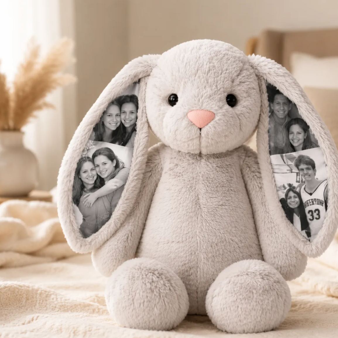 Custom Bunny Plush with Secret Photo – Personalized Gift for Couples, Family & Friends - MyFaceSocksAU