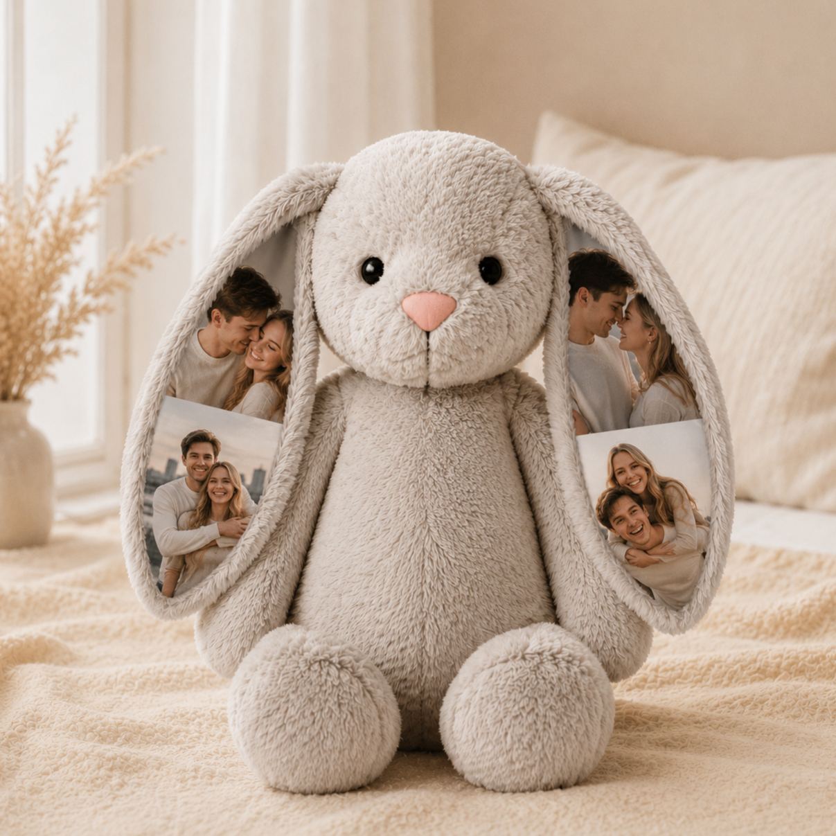 Custom Bunny Plush with Secret Photo – Personalized Gift for Couples, Family & Friends - MyFaceSocksAU