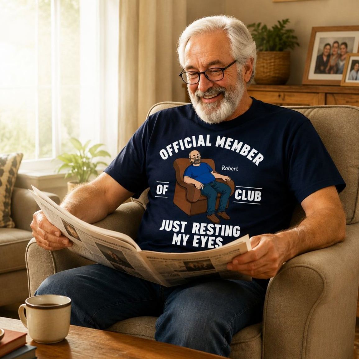 Father's Day Gifts, I'm Just Resting My Eyes Personalized Text T-Shirt Dad Gift - MyFaceSocksAU