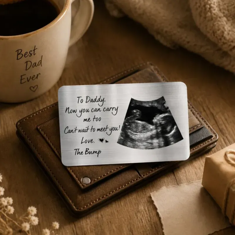 Personalised Daddy Wallet Card with Photo "Now You Can Carry Me Too" Metal Wallet Insert Father's Day Gift