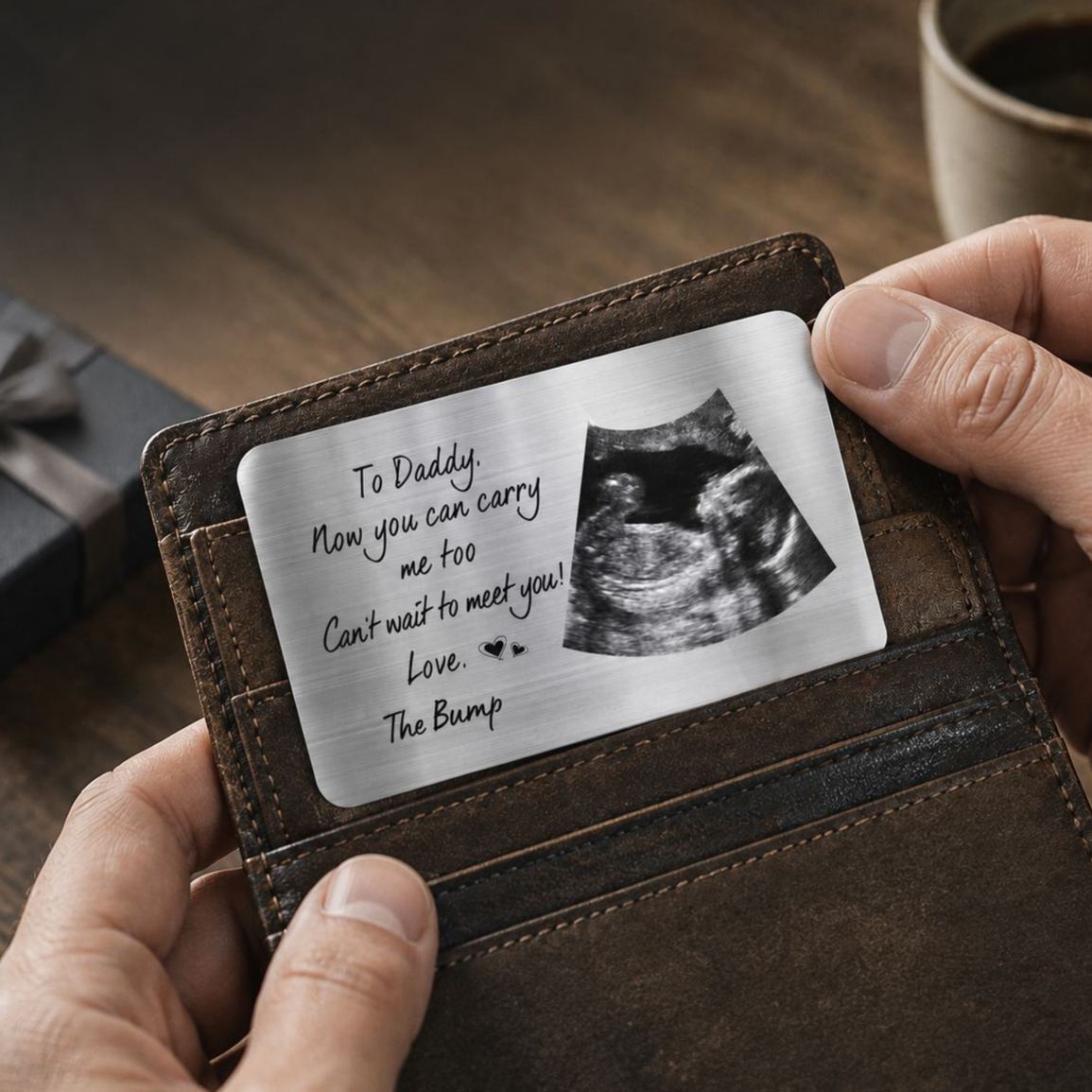 Custom Photo To Daddy Now You Can Carry Me Too Personalized Aluminum Wallet Card - MyFaceSocksAU