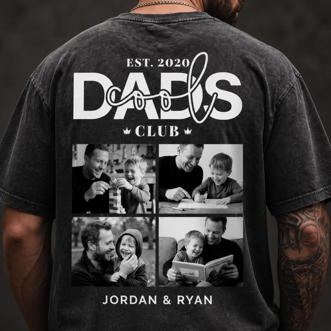 Personalized Cool Dad Photo Shirt, Dad Gift Custom, Father's Day T-Shirt with Kids Name, Cool Dad Club Photo Shirt - MyFaceSocksAU