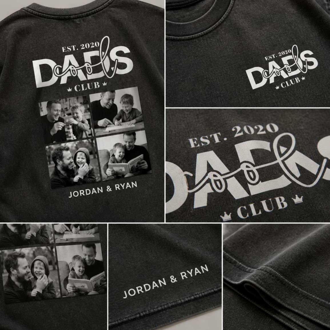 Personalized Cool Dad Photo Shirt, Dad Gift Custom, Father's Day T-Shirt with Kids Name, Cool Dad Club Photo Shirt - MyFaceSocksAU