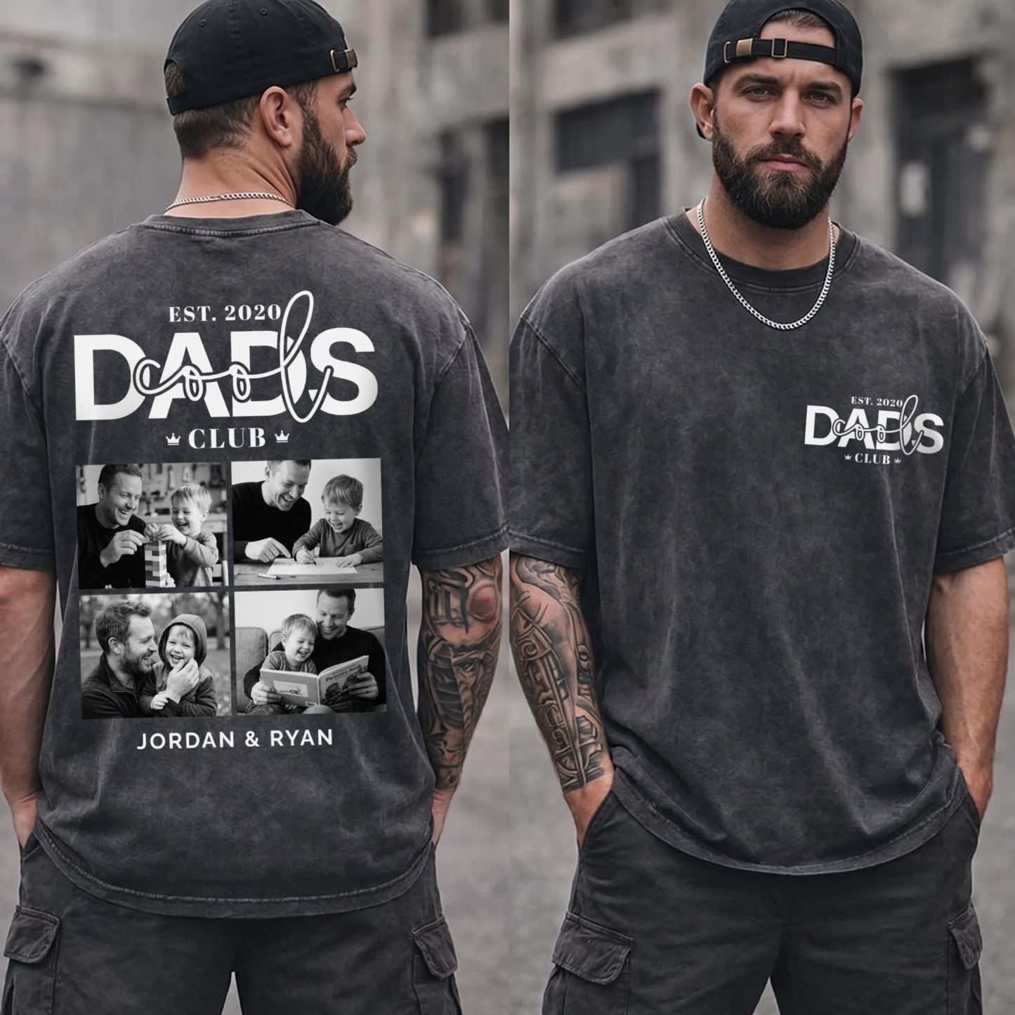 Personalized Cool Dad Photo Shirt, Dad Gift Custom, Father's Day T-Shirt with Kids Name, Cool Dad Club Photo Shirt - MyFaceSocksAU