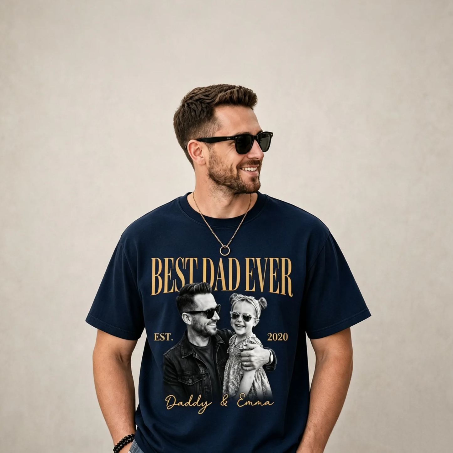 Personalized Dad Vintage Photo Shirt, Custom Fathers Day Shirt With Kids Photo, Best Dad Ever Shirt, New Dad Gift, Fathers Day Gift for Dad - MyFaceSocksAU