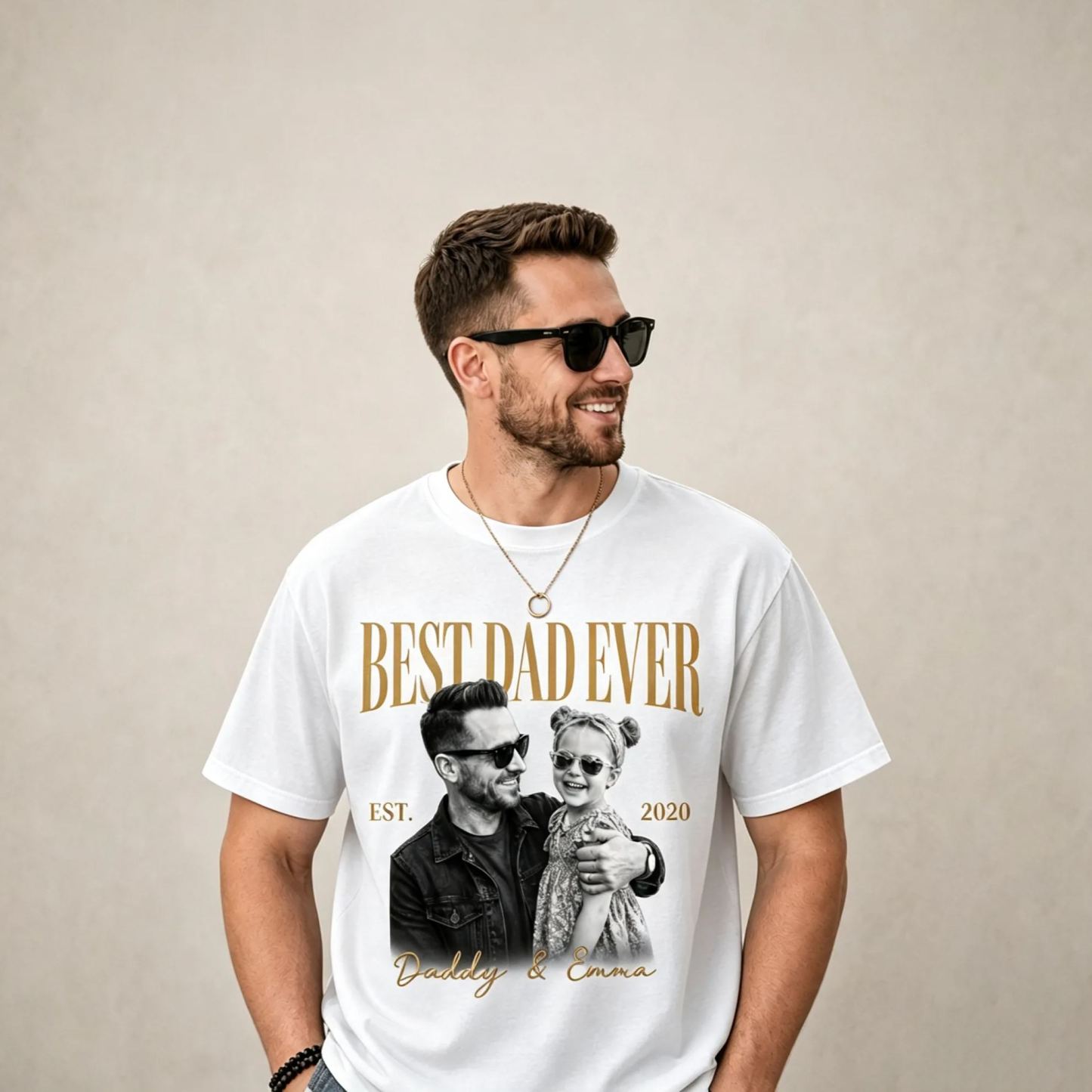 Personalized Dad Vintage Photo Shirt, Custom Fathers Day Shirt With Kids Photo, Best Dad Ever Shirt, New Dad Gift, Fathers Day Gift for Dad - MyFaceSocksAU