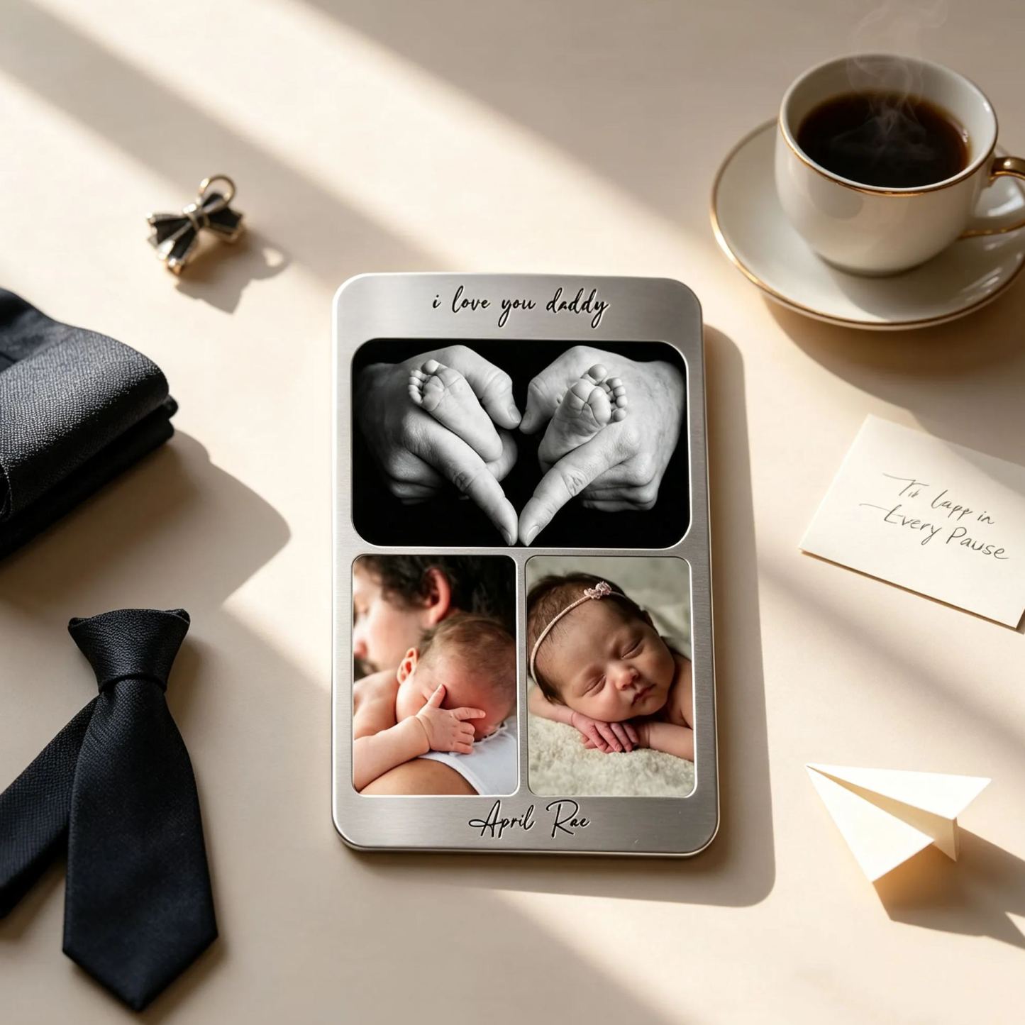 Personalised Photo Wallet Card Dad Gift from Baby, I Love Daddy Metal Insert Keepsake - MyFaceSocksAU