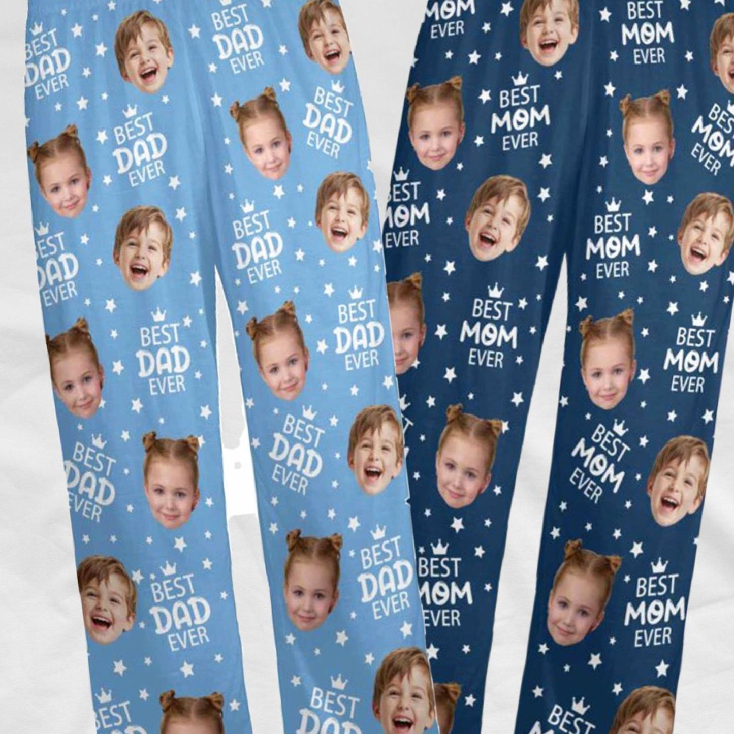 Custom Face Pajama Pants, Photo Gift for Dad Mom Grandparents, BESTDADEVER Pants Shorts - MyFaceSocksAU