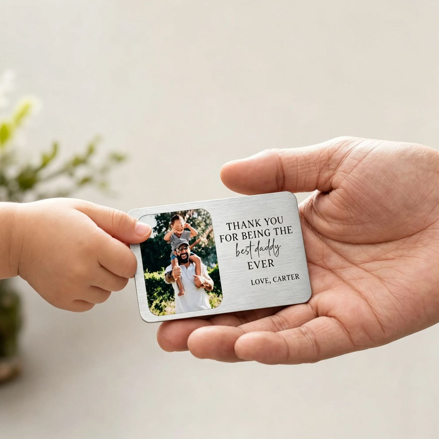 Metal Wallet Card for Dad, Photo Wallet Card, Father's Day Gift from Kids, Custom Wallet Insert, Personalized Gift for Dad - MyFaceSocksAU
