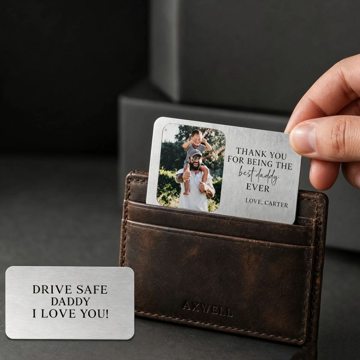 Metal Wallet Card for Dad, Photo Wallet Card, Father's Day Gift from Kids, Custom Wallet Insert, Personalized Gift for Dad - MyFaceSocksAU