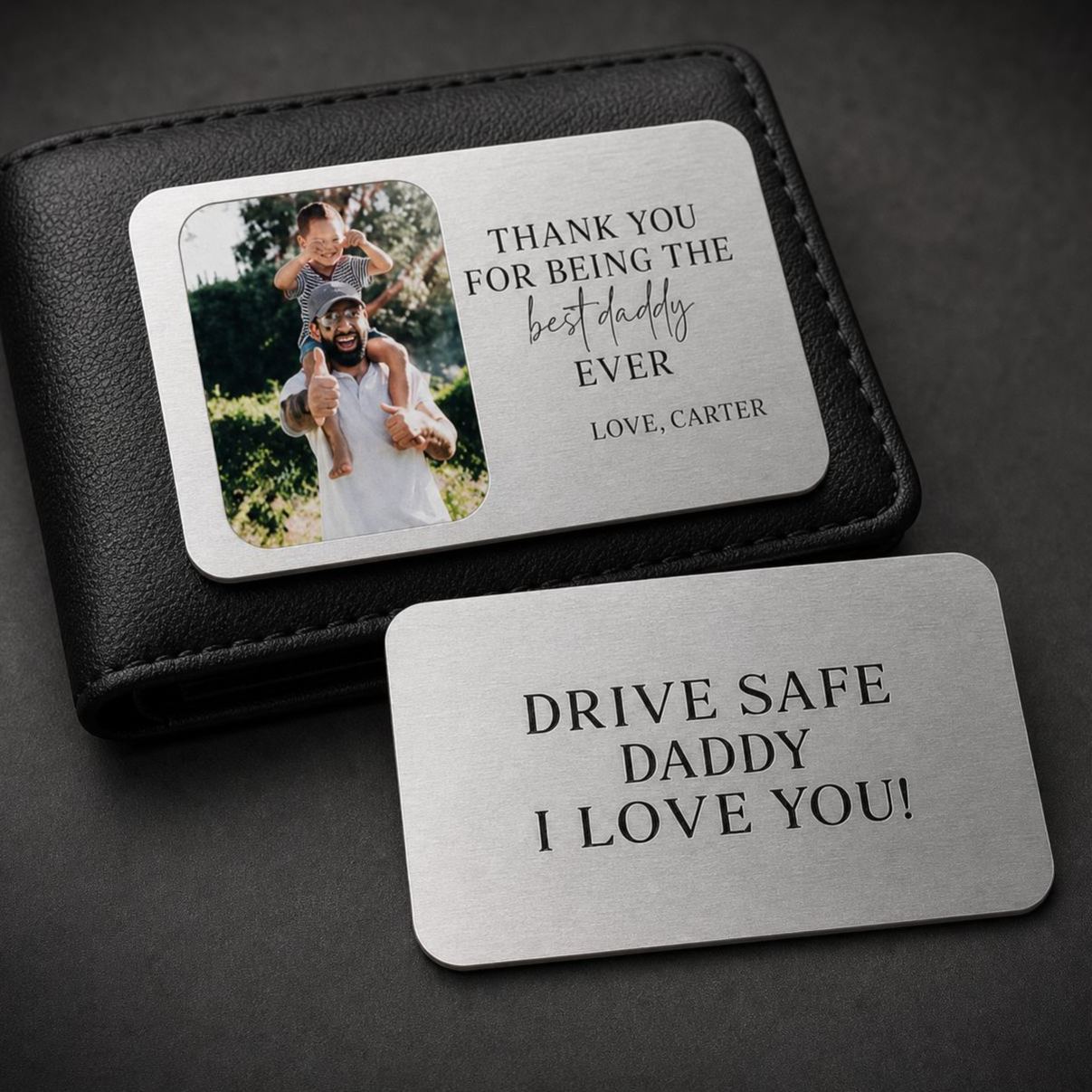 Metal Wallet Card for Dad, Photo Wallet Card, Father's Day Gift from Kids, Custom Wallet Insert, Personalized Gift for Dad - MyFaceSocksAU