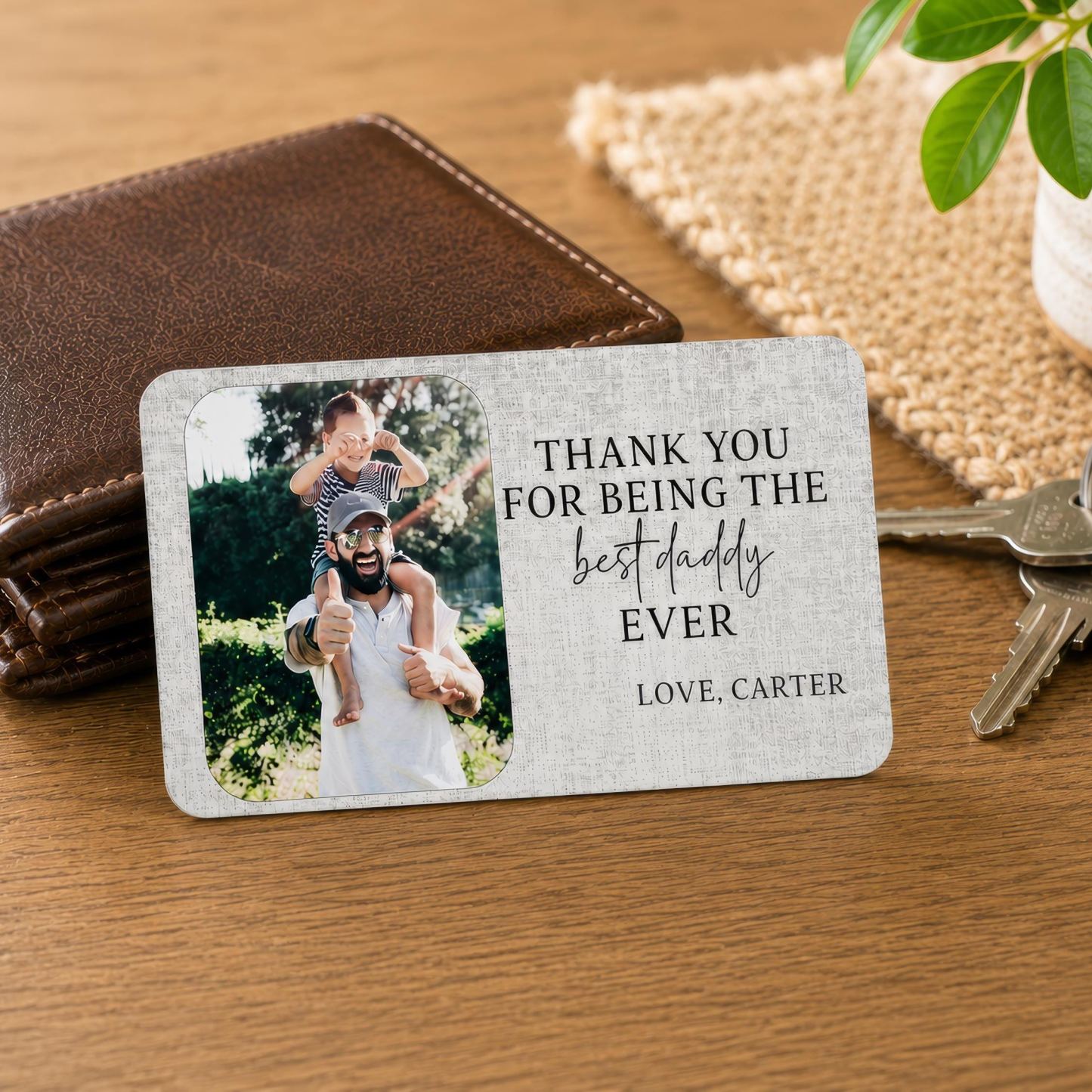 Metal Wallet Card for Dad, Photo Wallet Card, Father's Day Gift from Kids, Custom Wallet Insert, Personalized Gift for Dad - MyFaceSocksAU