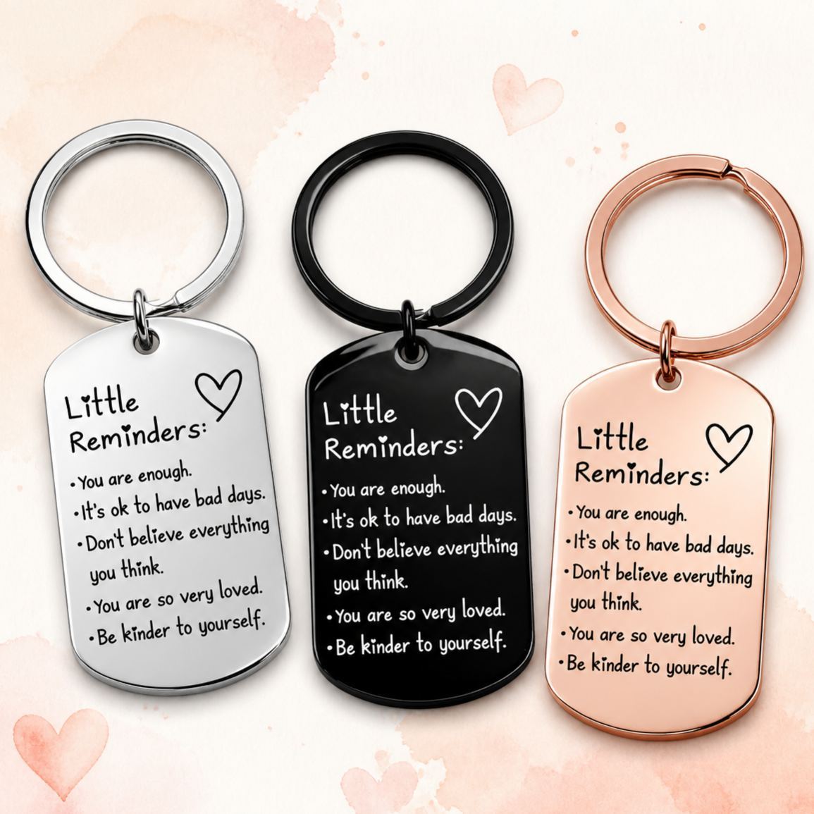 Inspirational Little Reminders Keychain Standard Inspirational Little Reminders Keychain Stainless Steel Dog Tag Gifts for Friends - MyFaceSocksAU