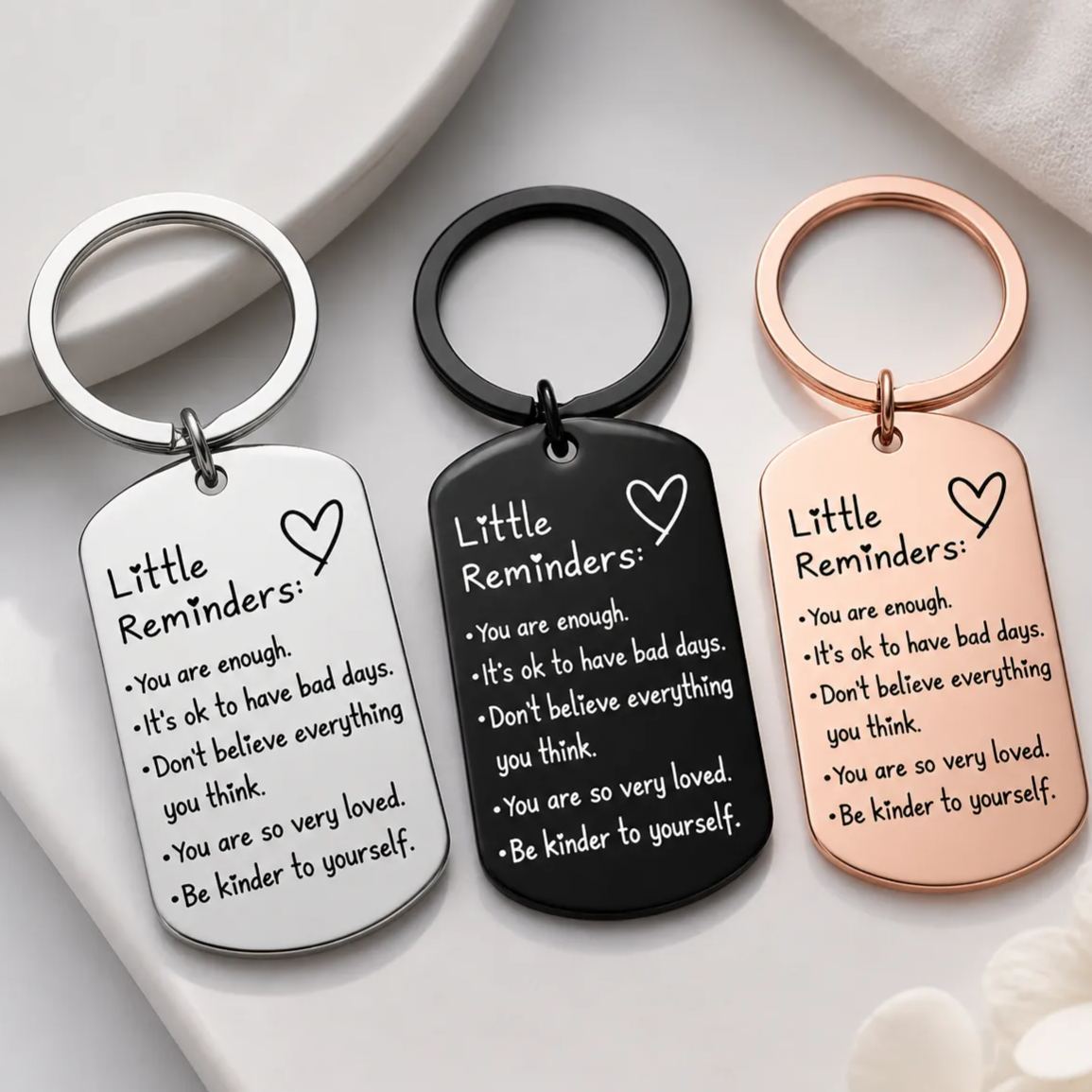 Inspirational Little Reminders Keychain Standard Inspirational Little Reminders Keychain Stainless Steel Dog Tag Gifts for Friends - MyFaceSocksAU