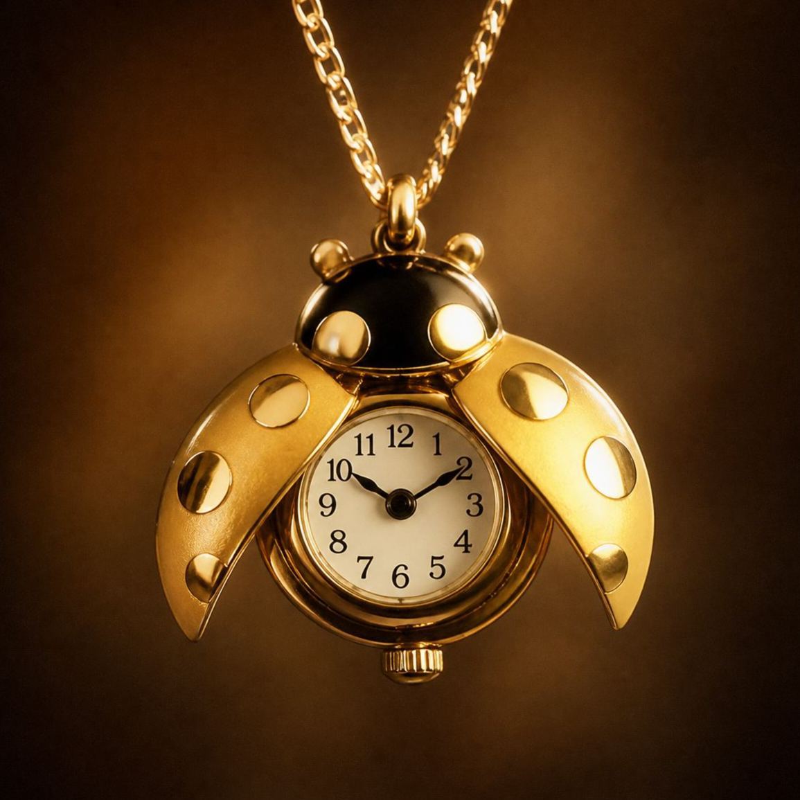 Vintage Ladybug Locket Watch Necklace, Functional Mini Beetle Pendant Quartz Clock Jewelry - MyFaceSocksAU