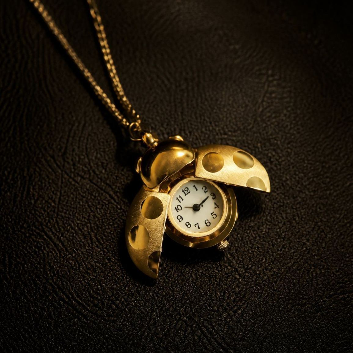 Vintage Ladybug Locket Watch Necklace, Functional Mini Beetle Pendant Quartz Clock Jewelry - MyFaceSocksAU