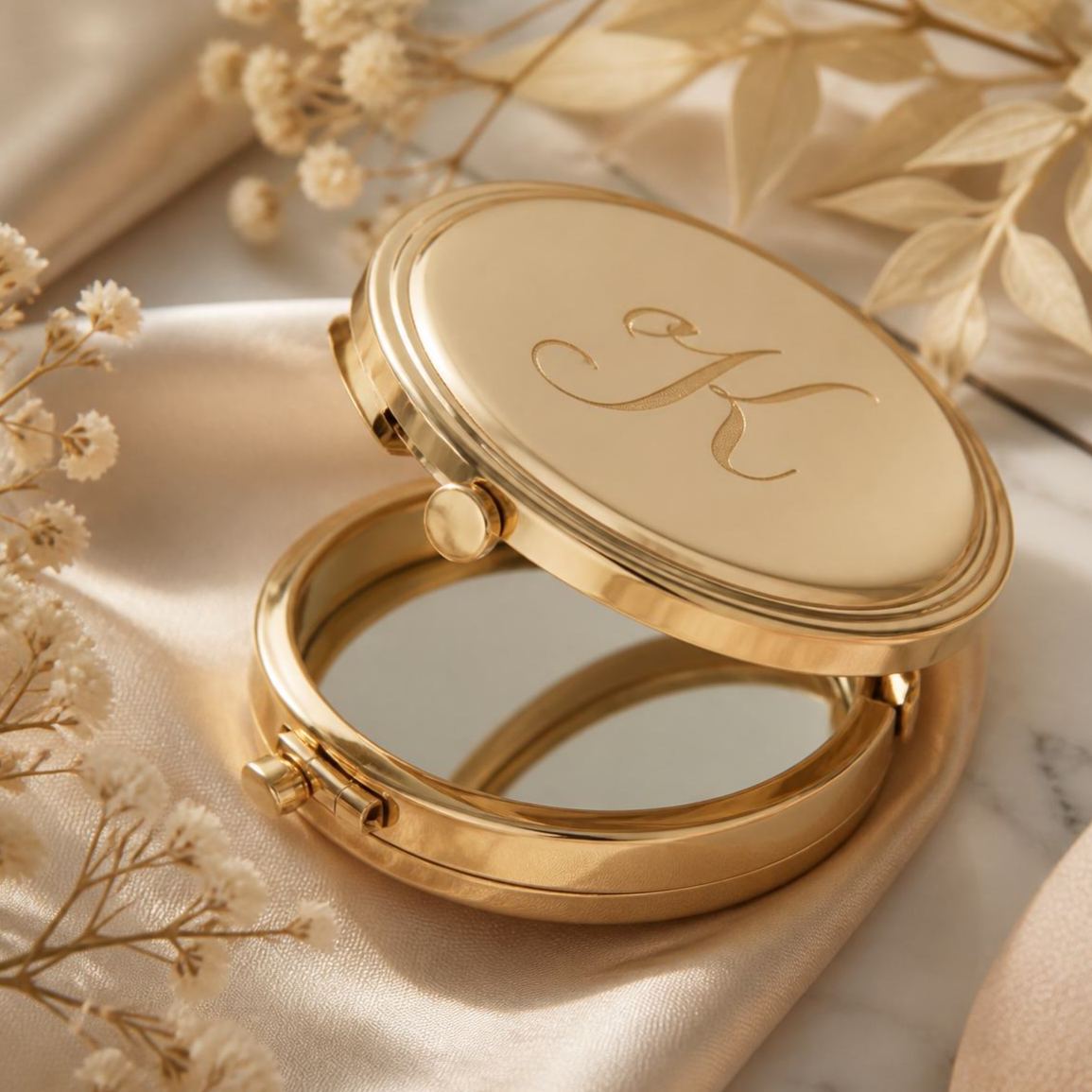 Personalized Compact Mirror with Name,Custom Engraved Gold Pocket Makeup Mirror,Bridesmaid Proposal Gifts,Wedding Party Favors - MyFaceSocksAU