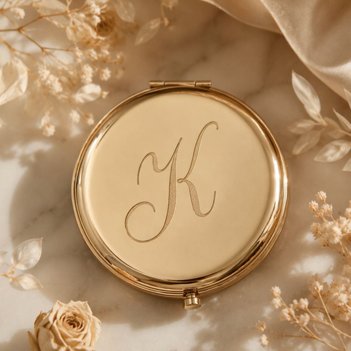 Personalized Compact Mirror with Name,Custom Engraved Gold Pocket Makeup Mirror,Bridesmaid Proposal Gifts,Wedding Party Favors - MyFaceSocksAU
