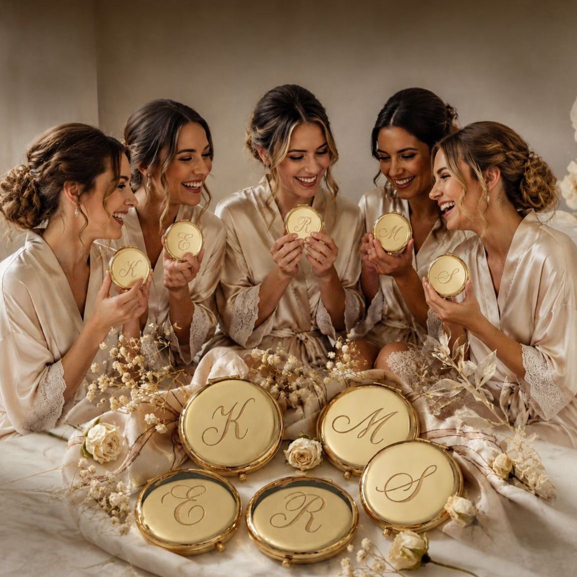 Personalized Compact Mirror with Name,Custom Engraved Gold Pocket Makeup Mirror,Bridesmaid Proposal Gifts,Wedding Party Favors - MyFaceSocksAU