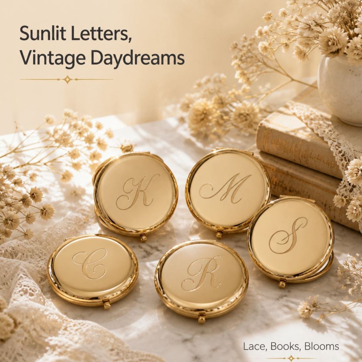 Personalized Compact Mirror with Name,Custom Engraved Gold Pocket Makeup Mirror,Bridesmaid Proposal Gifts,Wedding Party Favors - MyFaceSocksAU