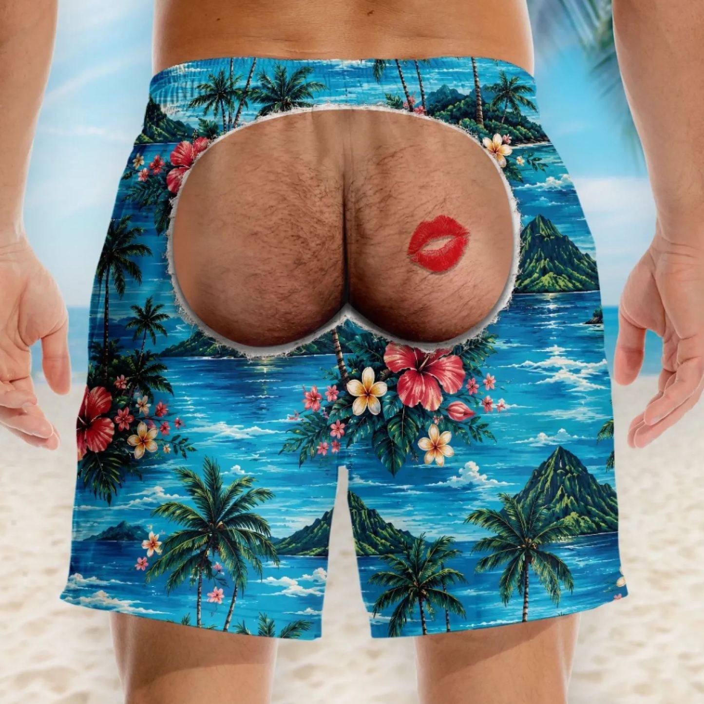 Custom Funny Men Swim Trunks - Personalized Birthday Gifts For Husband, Son, Grandson, Brother, Grandpa, Dad, Yourself - Rear View Approved - MyFaceSocksAU