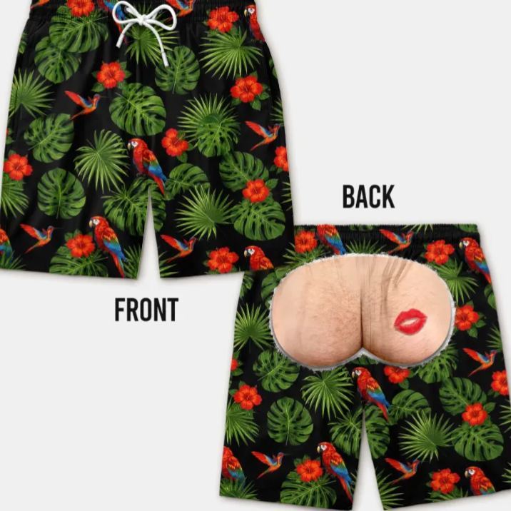 Custom Funny Men Swim Trunks - Personalized Birthday Gifts For Husband, Son, Grandson, Brother, Grandpa, Dad, Yourself - Rear View Approved - MyFaceSocksAU