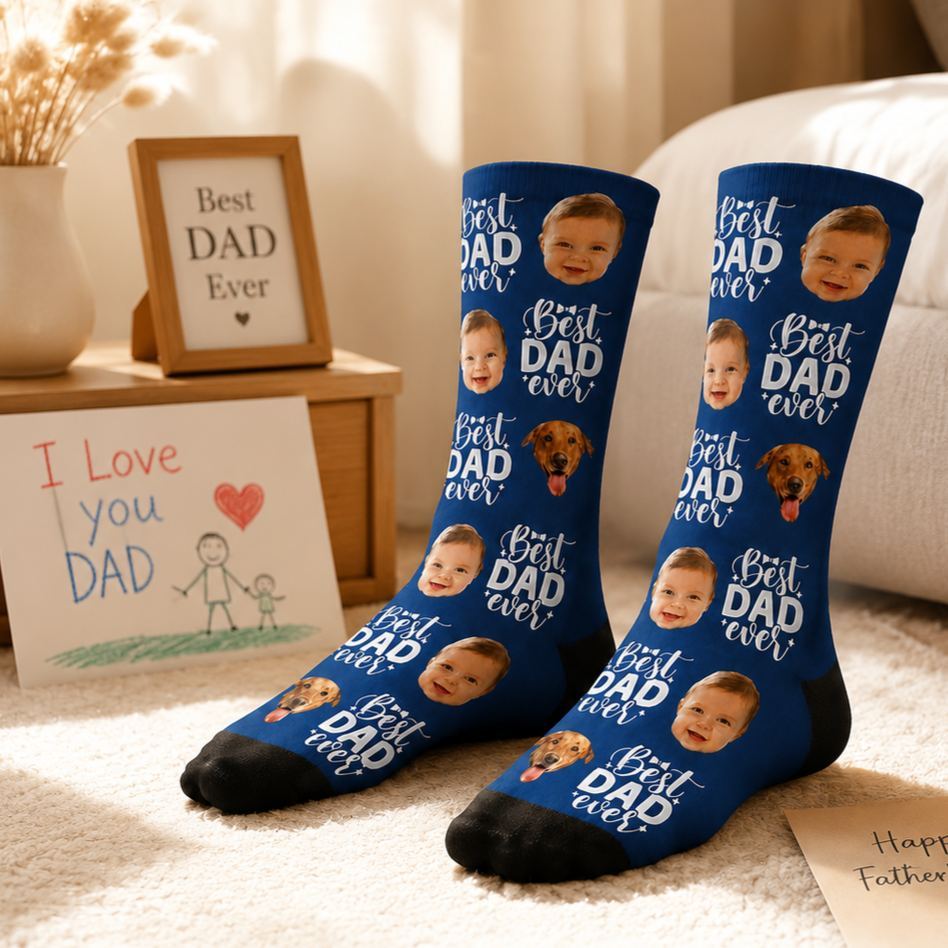 Personalized Photo Socks for Dad, Custom Face Socks, Fathers Birthday Gift - MyFaceSocksAU