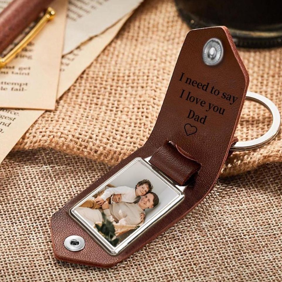 Personalized Engraved Leather Keychain with Photo,Custom Picture Keyring,Drive Safe Gift for Dad,Anniversary Gift for Husband - MyFaceSocksAU