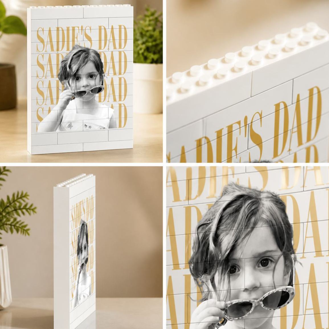 Personalized Dad Desk Keepsake Building Brick Puzzle Custom Photo Brick Figure Gift from Kids, Creative Father's Day Office Decor - MyFaceSocksAU