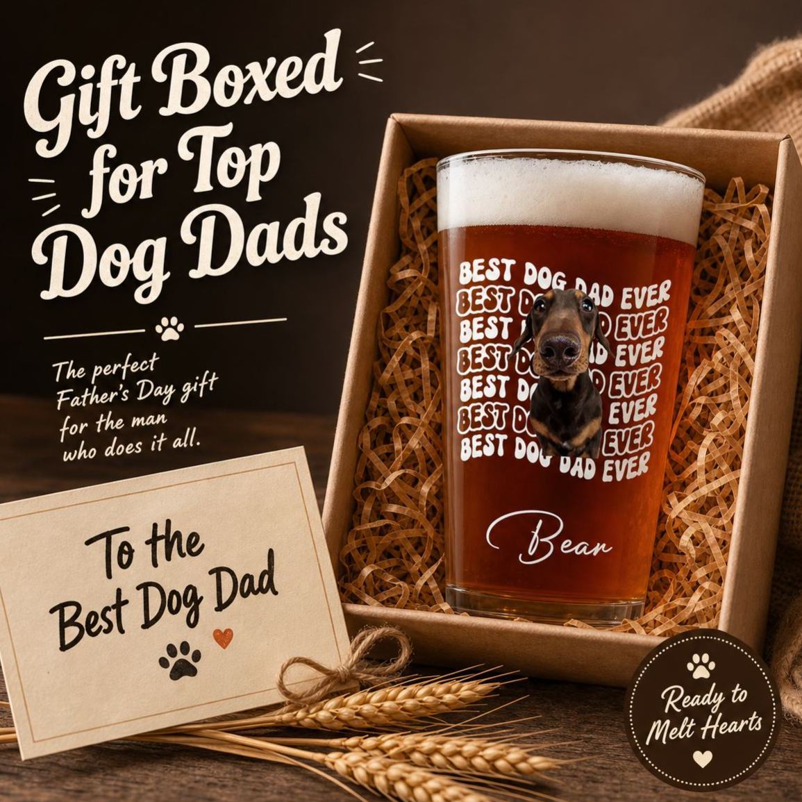 Personalized Dog Dad Beer Glass – Custom Pet Portrait Beer Cup, Funny Father's Day Gift for Dog Lovers, Outdoor Party Drinkware - MyFaceSocksAU