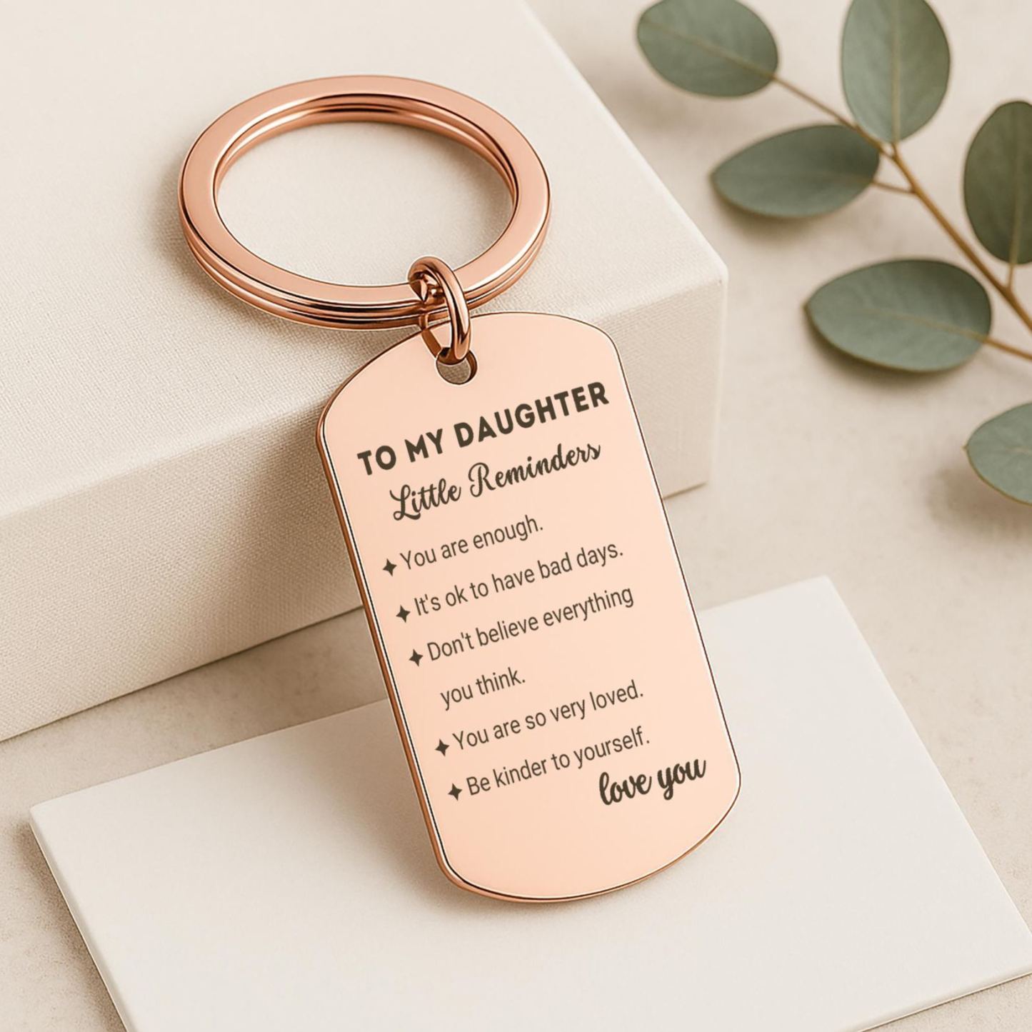 Daily Reminders Custom Engraved Keyring,To My Son or Daughter, Motivational Quote Keychain, Inspirational Keepsak Gift - MyFaceSocksAU