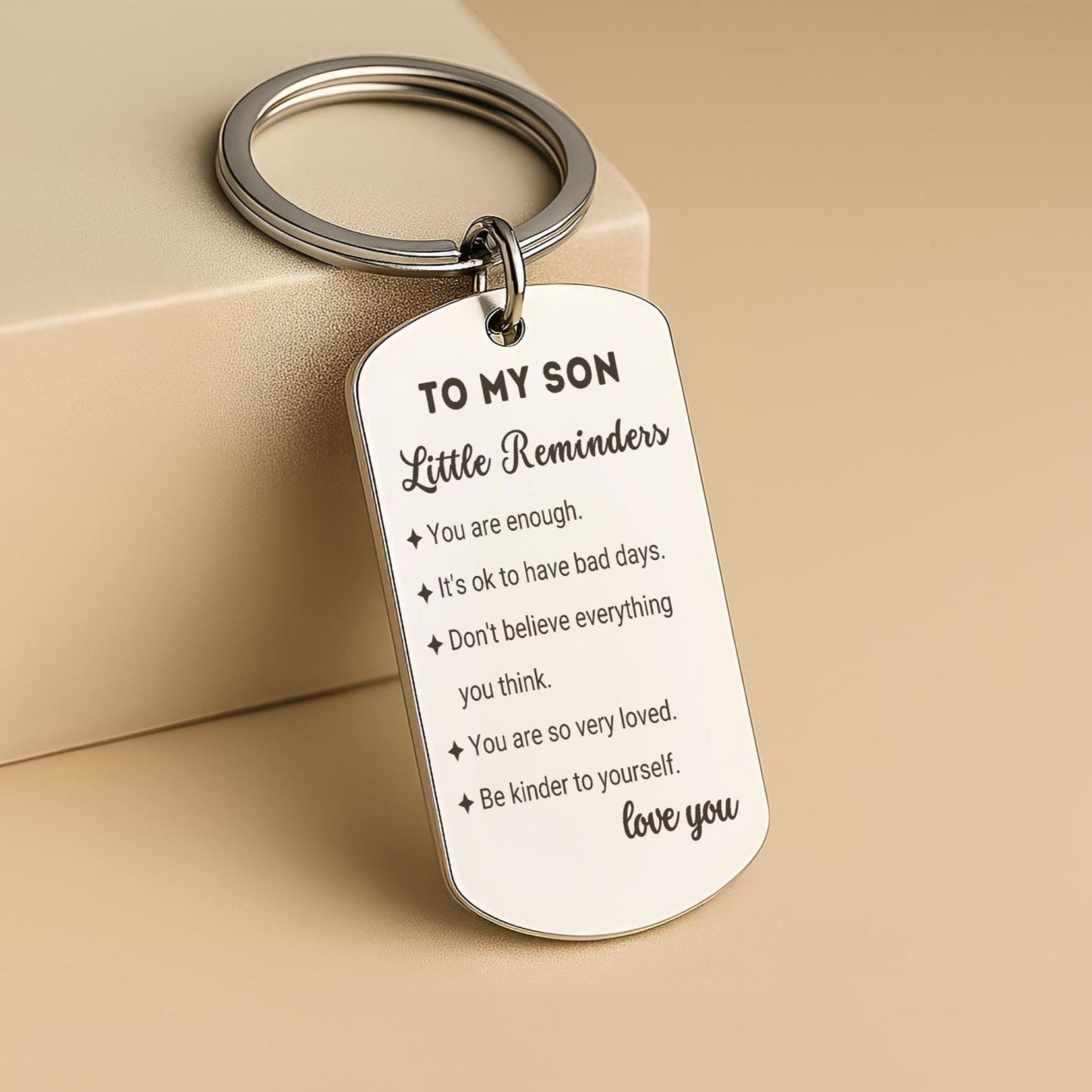 Daily Reminders Custom Engraved Keyring,To My Son or Daughter, Motivational Quote Keychain, Inspirational Keepsak Gift - MyFaceSocksAU