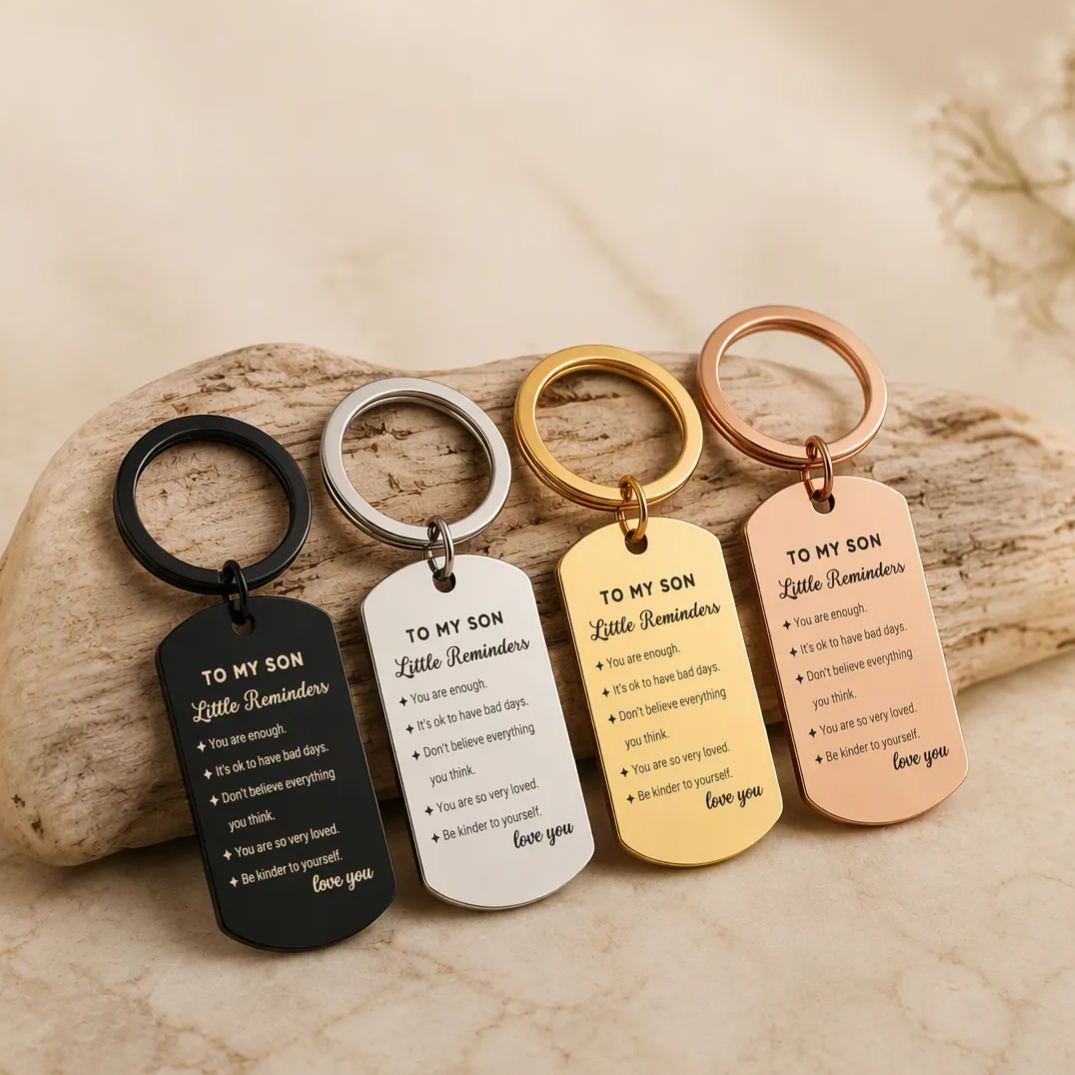 Daily Reminders Custom Engraved Keyring,To My Son or Daughter, Motivational Quote Keychain, Inspirational Keepsak Gift - MyFaceSocksAU