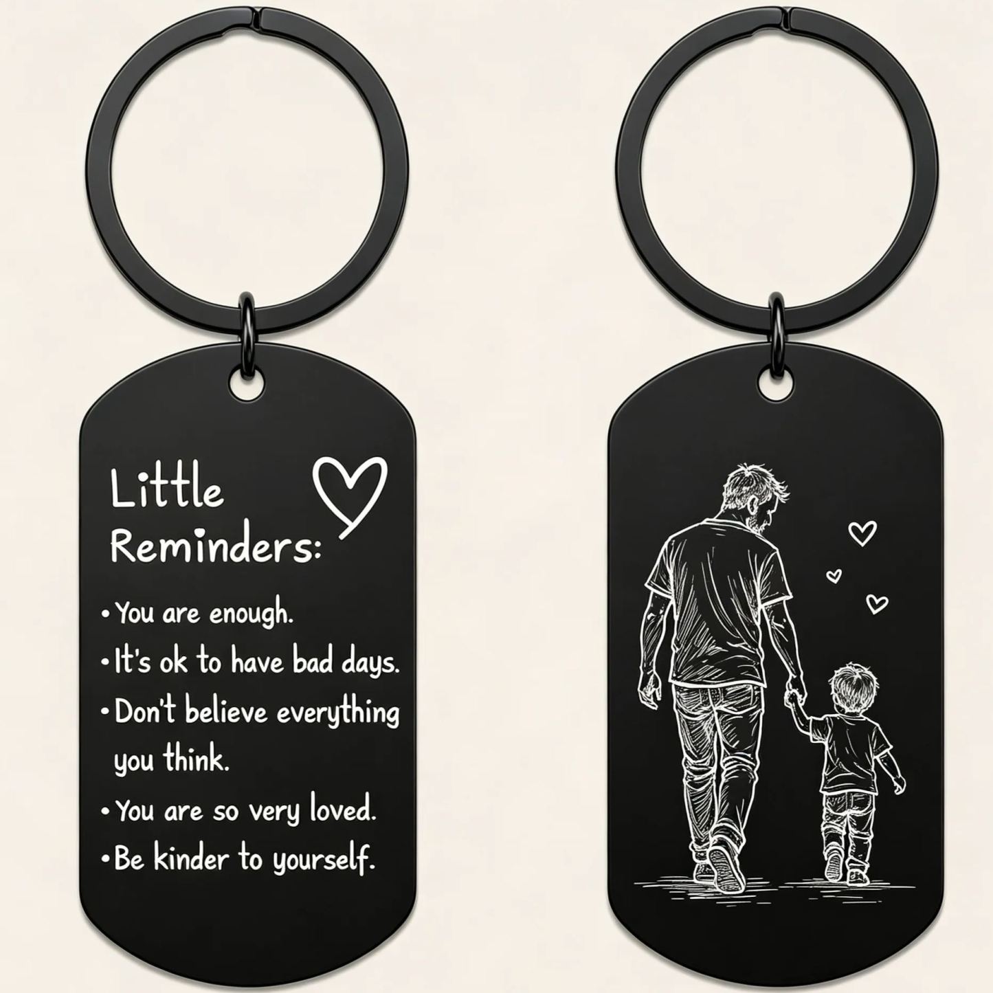 Personalized Photo Inspirational Little Reminders Keychain – Custom Engraved Stainless Steel Dog Tag with Photo Sketch | Meaningful Gift for Friends & Family - MyFaceSocksAU