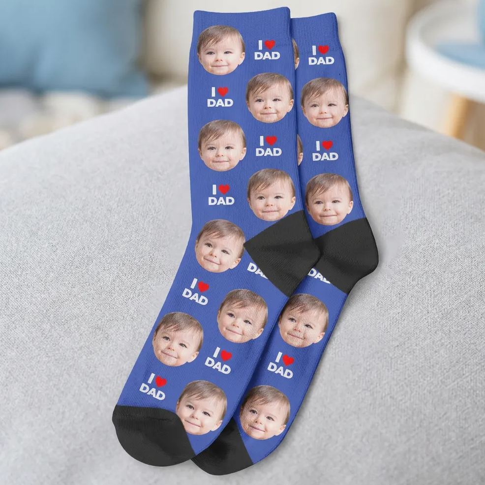 Personalized Dad Socks, Gift For Dad, I Love Dad Socks, Grandpa Gift, Father's Day, Custom Face Socks, Best Dad Ever - MyFaceSocksAU