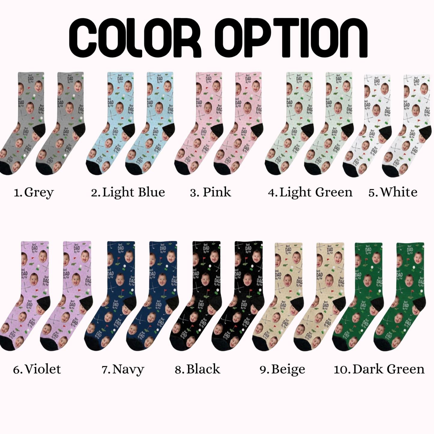 Personalized Golf Socks with Kids Photo, Best Dad By Par Golf Gift, Custom Father’s Day Socks for Dad Grandpa Husband Golfer, Pet Dad Socks - MyFaceSocksAU
