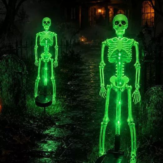 Halloween Solar Skeleton Ground Lights, Waterproof Outdoor Scary Skull Garden Stake Lights, Horror Yard Decorations for Halloween Party, Patio, Lawn & Graveyard Decor - MyFaceSocksAU