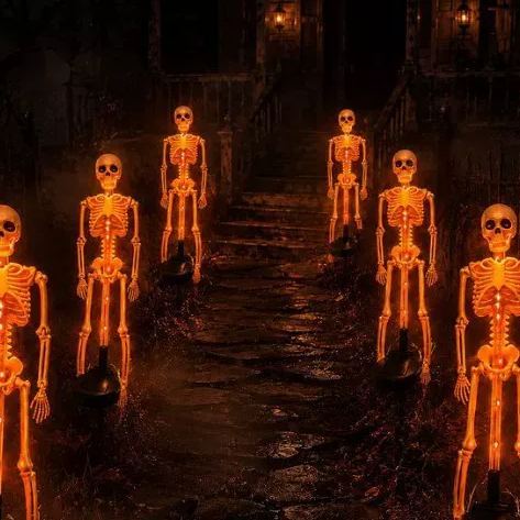 Halloween Solar Skeleton Ground Lights, Waterproof Outdoor Scary Skull Garden Stake Lights, Horror Yard Decorations for Halloween Party, Patio, Lawn & Graveyard Decor - MyFaceSocksAU