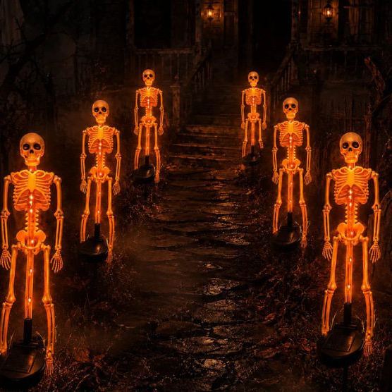Halloween Solar Skeleton Ground Lights, Waterproof Outdoor Scary Skull Garden Stake Lights, Horror Yard Decorations for Halloween Party, Patio, Lawn & Graveyard Decor - MyFaceSocksAU