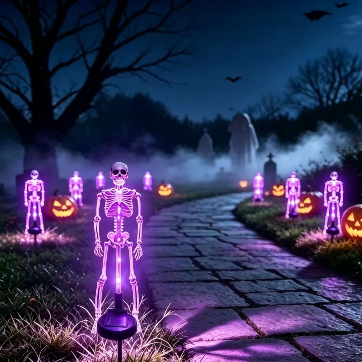 Halloween Solar Skeleton Ground Lights, Waterproof Outdoor Scary Skull Garden Stake Lights, Horror Yard Decorations for Halloween Party, Patio, Lawn & Graveyard Decor - MyFaceSocksAU