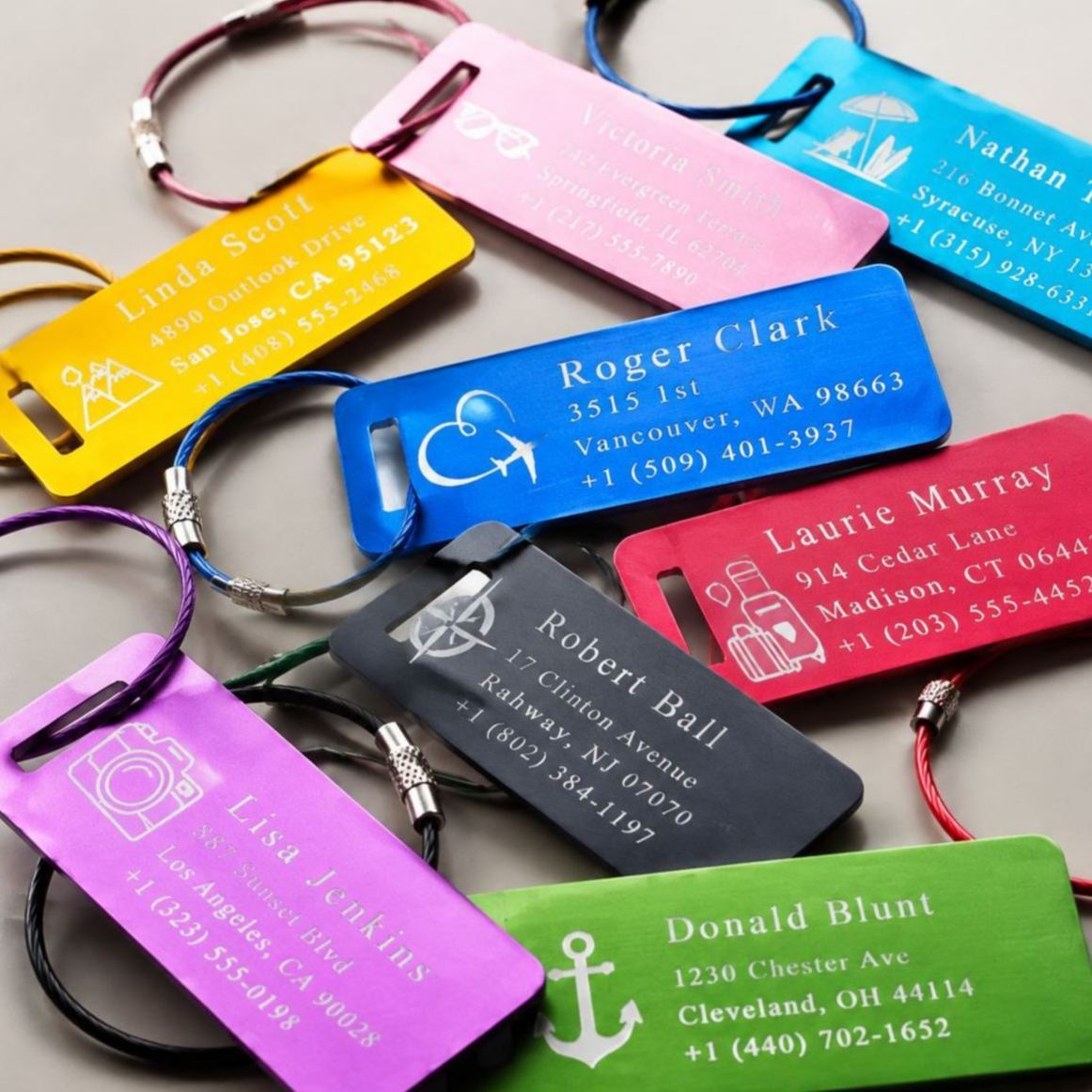Custom Engraved Aluminum Luggage Tag, Personalized Travel Suitcase Identifier - MyFaceSocksAU