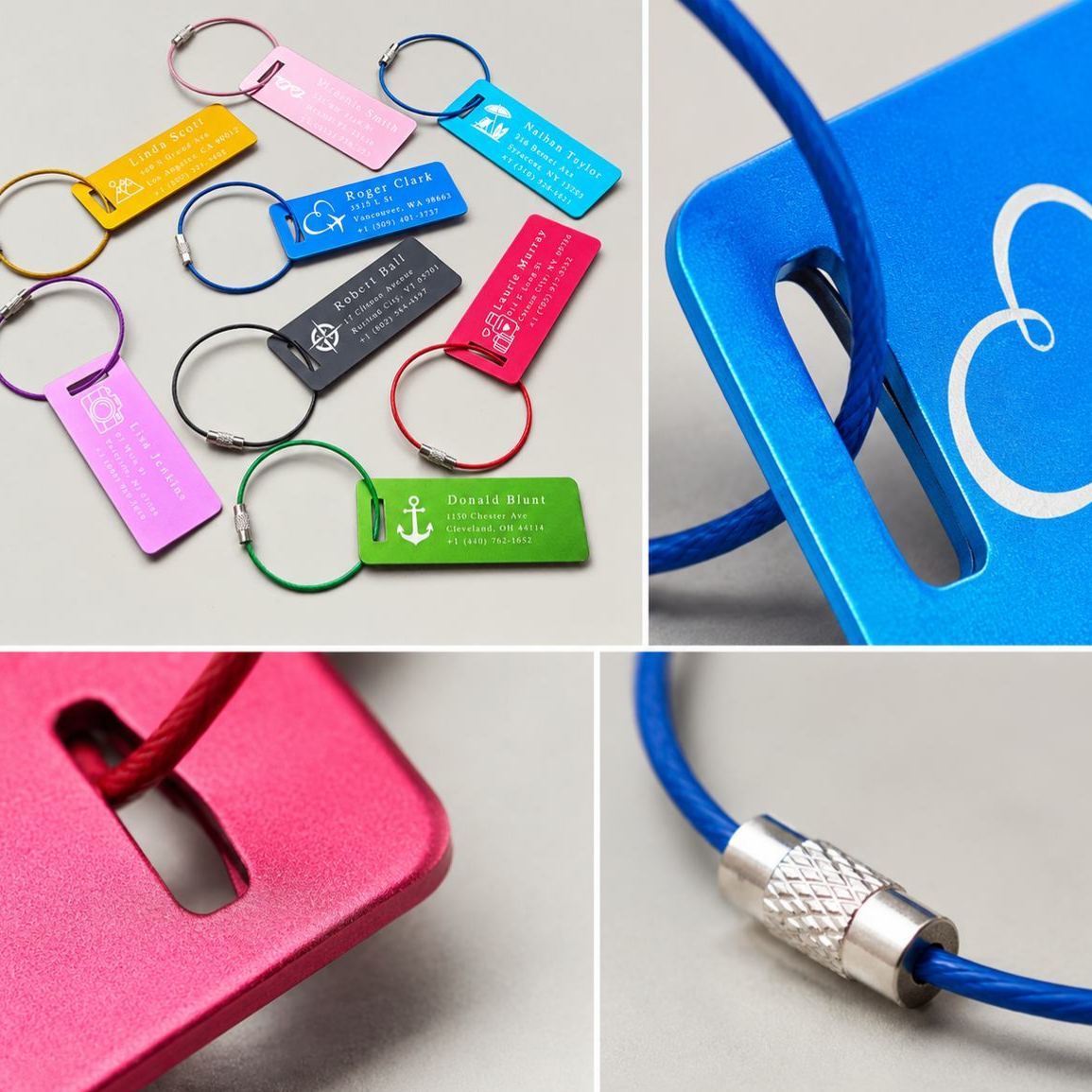 Custom Engraved Aluminum Luggage Tag, Personalized Travel Suitcase Identifier - MyFaceSocksAU