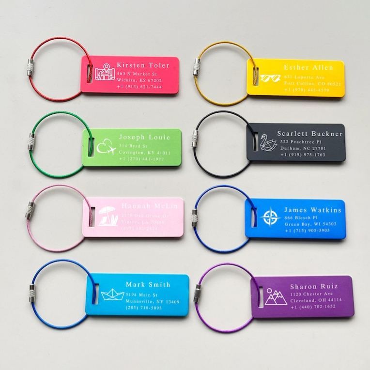 Custom Engraved Aluminum Luggage Tag, Personalized Travel Suitcase Identifier - MyFaceSocksAU